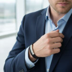 دستبند چرمی مردانه سه لاین مشکی Cartier