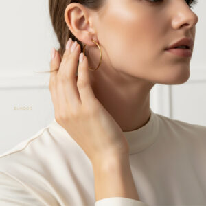 گوشواره حلقه‌ای زنانه استیل طلایی مدل ELM-8270 برند Steel