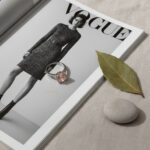 مای نزدیک از انگشتر نگین‌دار زنانه استیل براق مدل elm8297